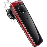 ADADPU Bluetooth Headset - V5.0 Wireless Handsfree Earpiece Built-in Dual Mic Noise Cancelling, 10 Days Standby 16Hrs HD Talktime Ultralight Headset for iPhone Android Samsung Laptop(Red)