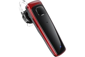 ADADPU Bluetooth Headset - V5.0 Wireless Handsfree Earpiece Built-in Dual Mic Noise Cancelling, 10 Days Standby 16Hrs HD Talktime Ultralight Headset for iPhone Android Samsung Laptop(Red)