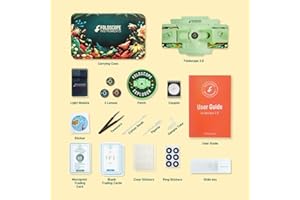Foldscope Instruments, Inc. Explorer Kit - Green Metal Microscope Kit with 3 Lenses (50X, 140X, 340X), LED Light Source, Battery Powered, Compatible with Smartphone, Achromatic Objective Lens