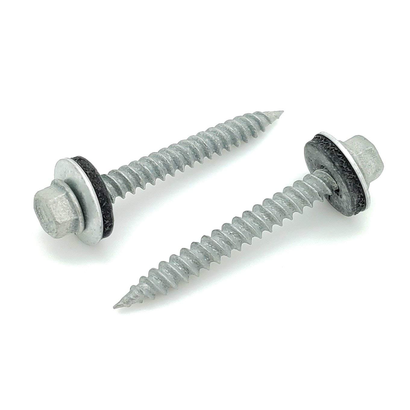 100 Qty 9 x 11/2" Galvanized Hex Head Roofing Screws w/Bonded EPDM