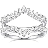 Pcmaciyn Moissanite Ring Enhancer Wedding Bands for Women,D Color VVS1 Doublee Enhancers for Engagement Rings 925 Sterling Silver Plated 18K White Gold Ring for Wife