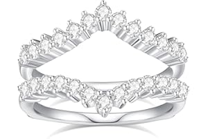 Pcmaciyn Moissanite Ring Enhancer Wedding Bands for Women,D Color VVS1 Doublee Enhancers for Engagement Rings 925 Sterling Silver Plated 18K White Gold Ring for Wife