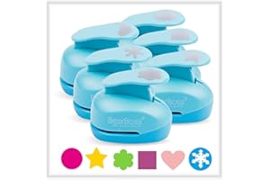 6 Craft Hole Punch Shapes 1 Inch Paper Punches for Crafting Handmade Scrapbooking Punches Mix Shapes Designs for Kindergarten Teacher Office Supplies Kids by BearBoss
