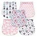 5-Pack Baby Burp Cloths for Girls, Triple Layer, 100% Organic Cotton, Soft and Absorbent Towels, Burping Rags for Newborns Baby Shower Gift Set by MiiYoung primary