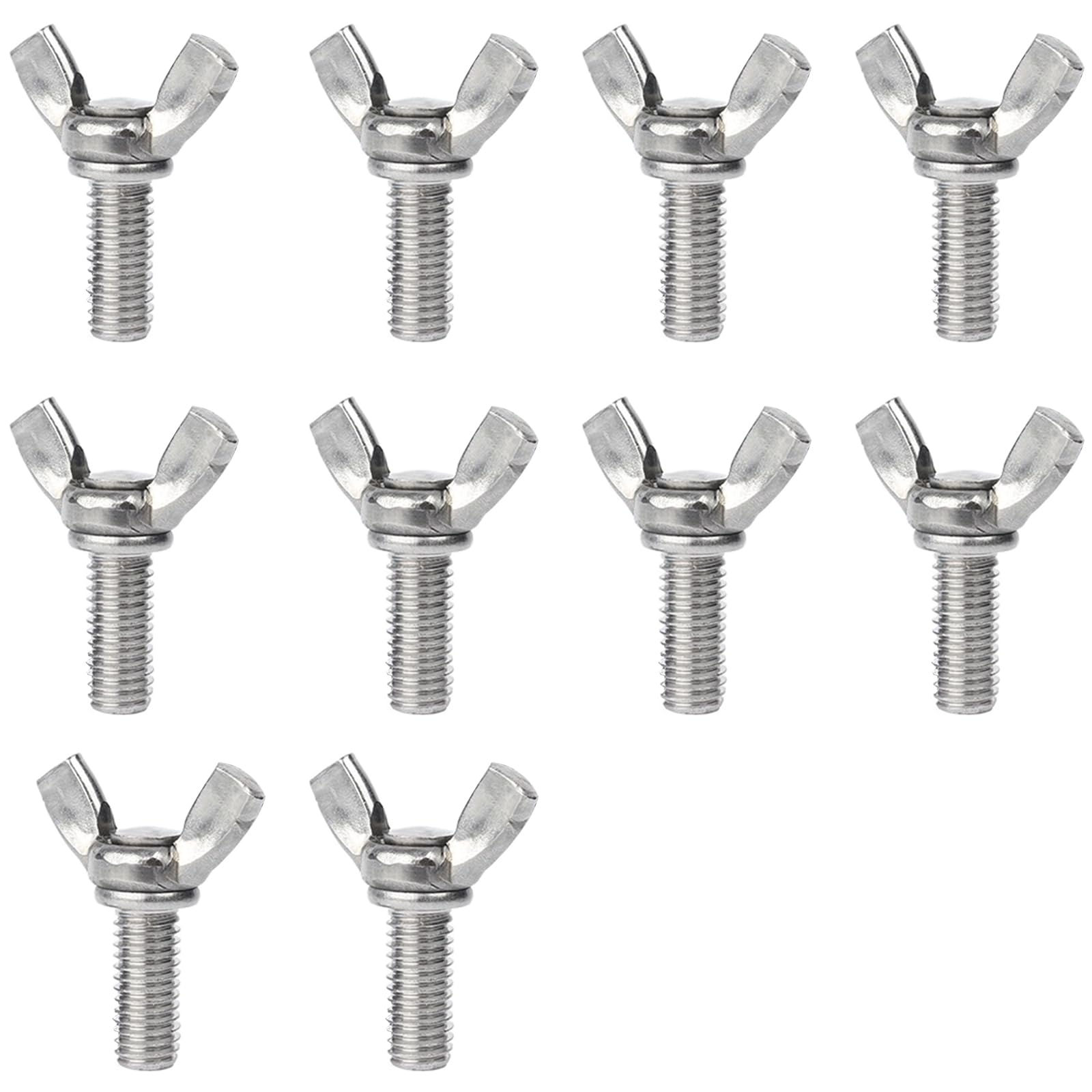 Leliafleury 10Pcs Butterfly Wing Screws M8 x 30mm Stainless Steel Wing Bolt Hand Twist Tighten Fasteners for DIY Tools Machinery Electronic Equipment