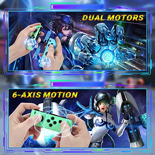 Replacement for Switch Controller Work with Switch/Lite/OLED,Wireless Gamepad Support Dual Vibration,6-Axis Gyro,Wake-up,Motion Controls,Screenshot, L/R (Green and Blue)