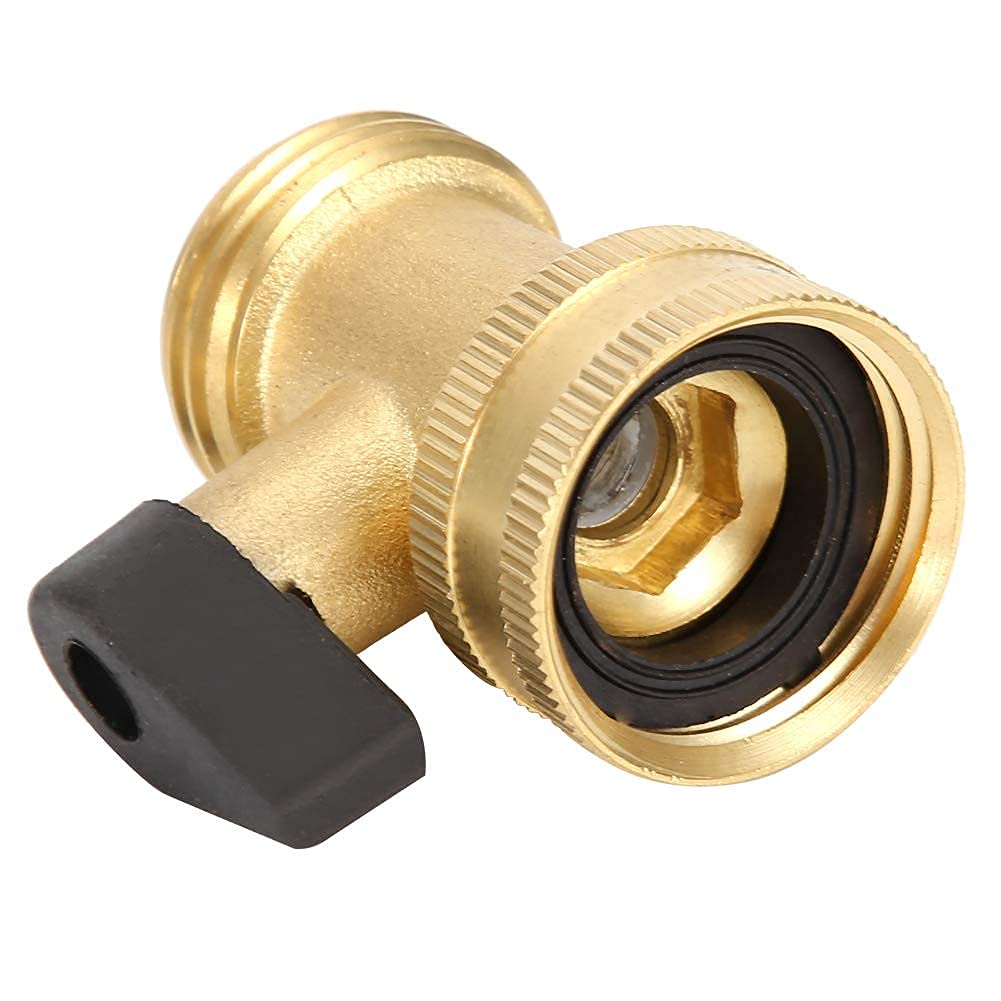 Heavy Duty Brass Garden Hose Shut Off Valve, Brass Water Hose Parts with Comfort Grip to Control Water Flow, 3/4 Inch, DN20