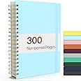 Forvencer A4 Lined Spiral Journal Notebook with 300 Numbered Pages, 11" X 8.5" Thick Journals for Writing with 100GSM Paper, Hardcover Notebooks with Contents for Work, School, Sky Blue