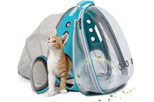 LAIRIES Dual Expandable Cat Backpack Carrier Front & Back Extension Pet Backpack Carrier, Fit up to 20 lbs, Bubble Capsule Do