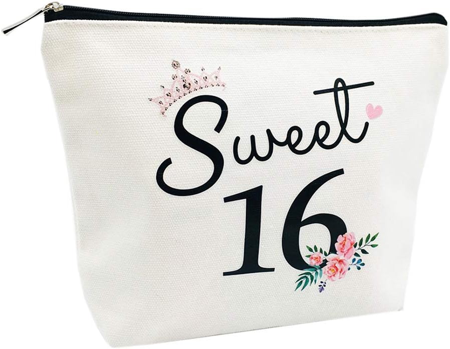 Sweet 16 Gifts for Girls - 16th Birthday Ideas - Cute Makeup Bag, White, 26*20*0.6 cm (Pack of 1) - Image 3