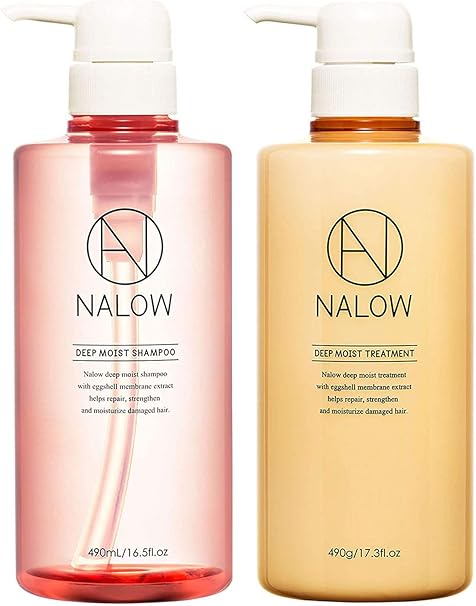 Amazon シャンプー トリートメント ボトル セット 卵殻膜 アミノ酸 配合 の アミノ酸シャンプー パラペンフリー 鉱物油フリー 着色剤フリー の 無添加シャンプー Nalow ナロウ ディープ モイスト タイプ スムース タイプ 490ml 490g Nalowディープモイスト