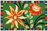 Colorful Summer Buds Red Yellow Floral Area Rug