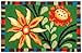 Colorful Summer Buds Red Yellow Floral Area Rug
