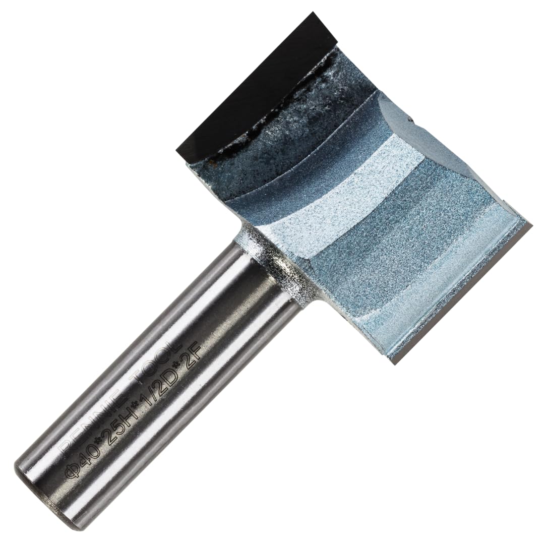 Rennie Tools - 40mm Cutting Diameter x 25mm Flute x 1/2" Shank TCT Tipped 2 Flute Straight Router Cutter Bit. Compatible With Makita Trend Festool Hikoki Dewalt Router Etc. 40mm Router Bit