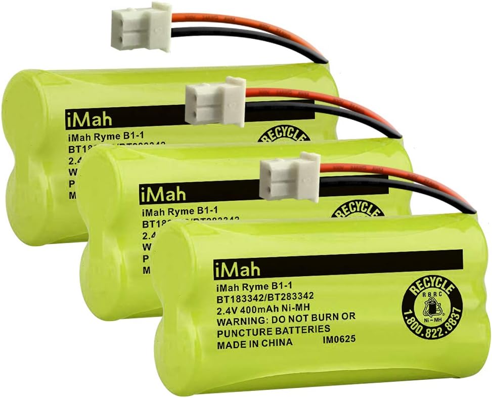 iMah BT183342/BT283342 Cordless Phone Battery, Compatible with BT166342/BT266342 BT162342/BT262342 AT&T EL52100 EL50003 CL80100 CL80111 CRL80112 EL50003 VTech CS6709 CS6609 CS6509 CS6409, Pack of 3