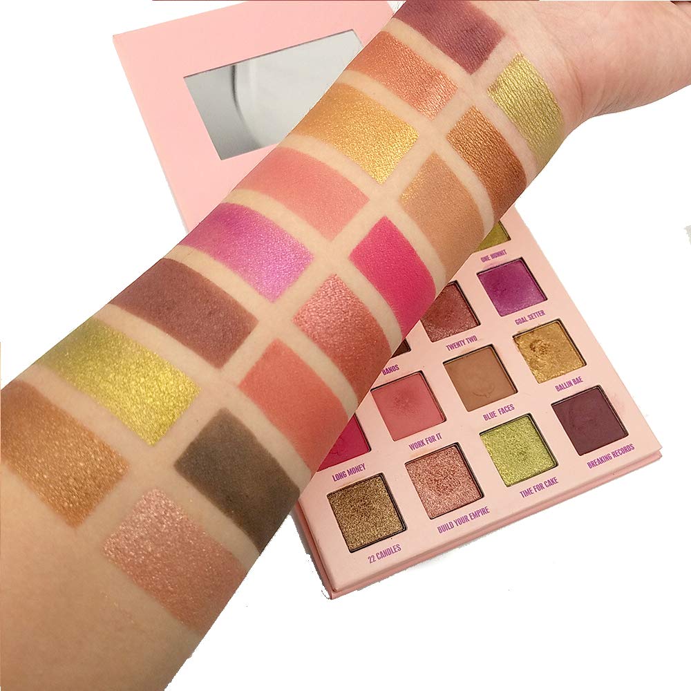 Eyeshadow Palette with Makeup Mirror 16 Colors Super Pigmented Makeup Matte and Shimmer