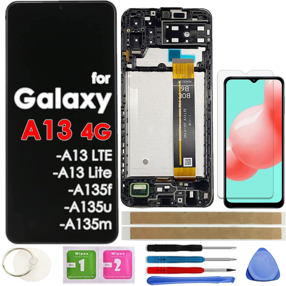 Photo 1 of LCD Screen Replacement Touch Display Digitizer Assembly with Frame for Samsung Galaxy A13 4G A13 LTE A13 lite A135f A135u A135m 6.6 inch (NOT for A13 5G)