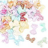 SUNNYCLUE 60Pcs 6 Styles Colorful Bow Beads Acrylic Bowknot Beads Bulk Iridescent Assorted Coquette Aesthetic Bows Tie Shaped Loose Spacer for Jewelry Making Bracelets Necklace DIY Craft Supplies