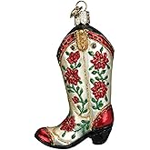 Old World Christmas Cowgirl Boot Glass Blown Ornament for Christmas Tree, Handcrafted Holiday Decoration, Western Collection