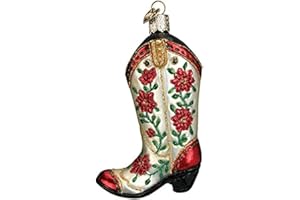 Old World Christmas Cowgirl Boot Glass Blown Ornament for Christmas Tree, Handcrafted Holiday Decoration, Western Collection