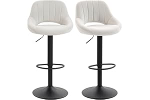 HOMCOM Bar Stools Set of 2, Swivel Counter Height Barstools with Adjustable Height and Cutout Back, Velvet Upholstered Bar Ch