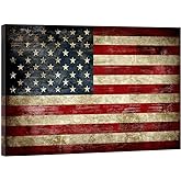 Pyradecor Large Old Vintage American Flag Canvas Prints Wall Art Pictures Paintings for Living Room Office Home Decorations Modern Abstract Landscape Artwork 24" x 36"