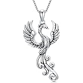 YAFEINI Rising Phoenix Necklace 925 Sterling Silver Bird Pendant Phoenix Jewelry for Women