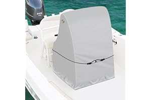 Caminor Boat Center Console Cover - 1200D Waterproof, Windproof Elastic Strap, Heavy Duty Marine Grade Polyester - Gray, 30" L x 40" W x 44" H