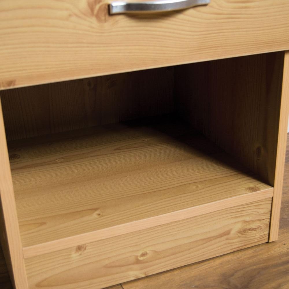 Vida Designs Large Bedside Cabinet, 1 Drawer, Bedside Table, Metal Handles and Runners, Pine, 47 x 40 x 36 cm - Image 5