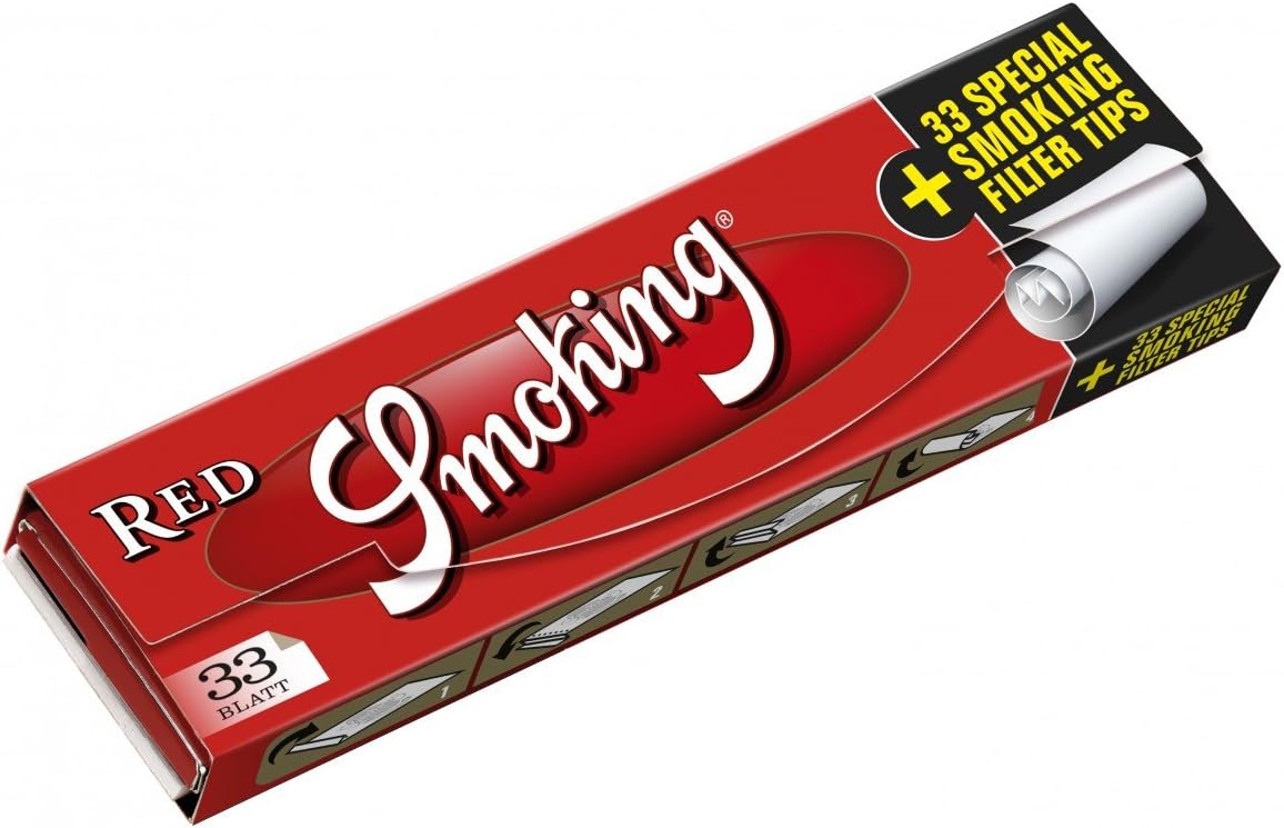 10 x KS red SMOKING Papers with Filter Tips (10 x 33 x 33 CM) Tips