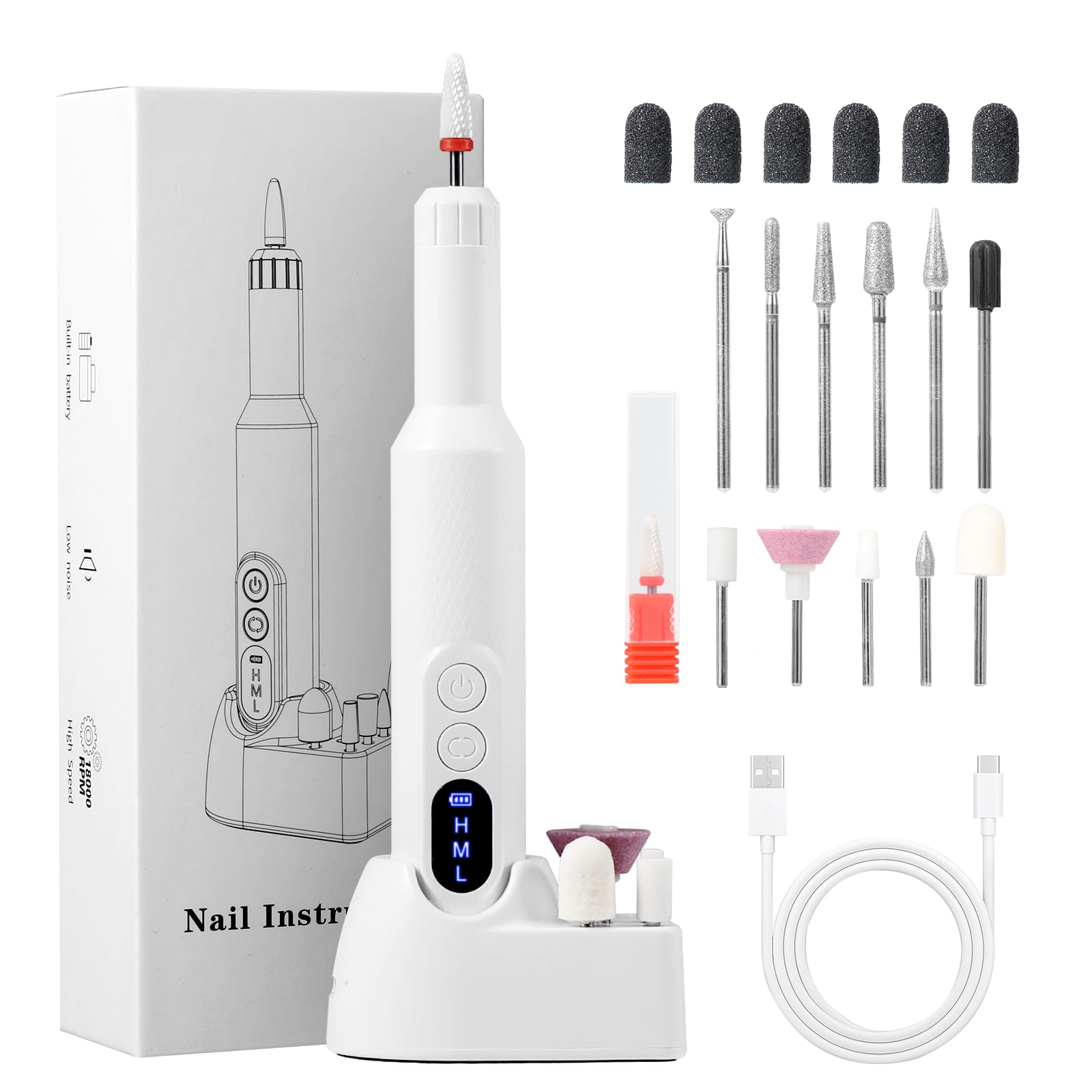 Brencco Electric Nail Drill, Nail Drill Cordless Portable Electric Manicure