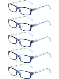 Kerecsen 5 Pairs Fashion Ladies Reading Glasses Spring Hinge Pattern Design Readers