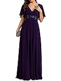 Ever-Pretty Women's V-Neck Flutter Sleeve Long