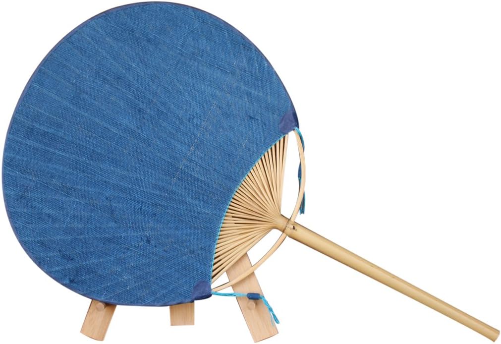 NAYEARN Hand Held Japanese Bamboo Paddle Fan Pure Linen DIY Hemp White and Indigo