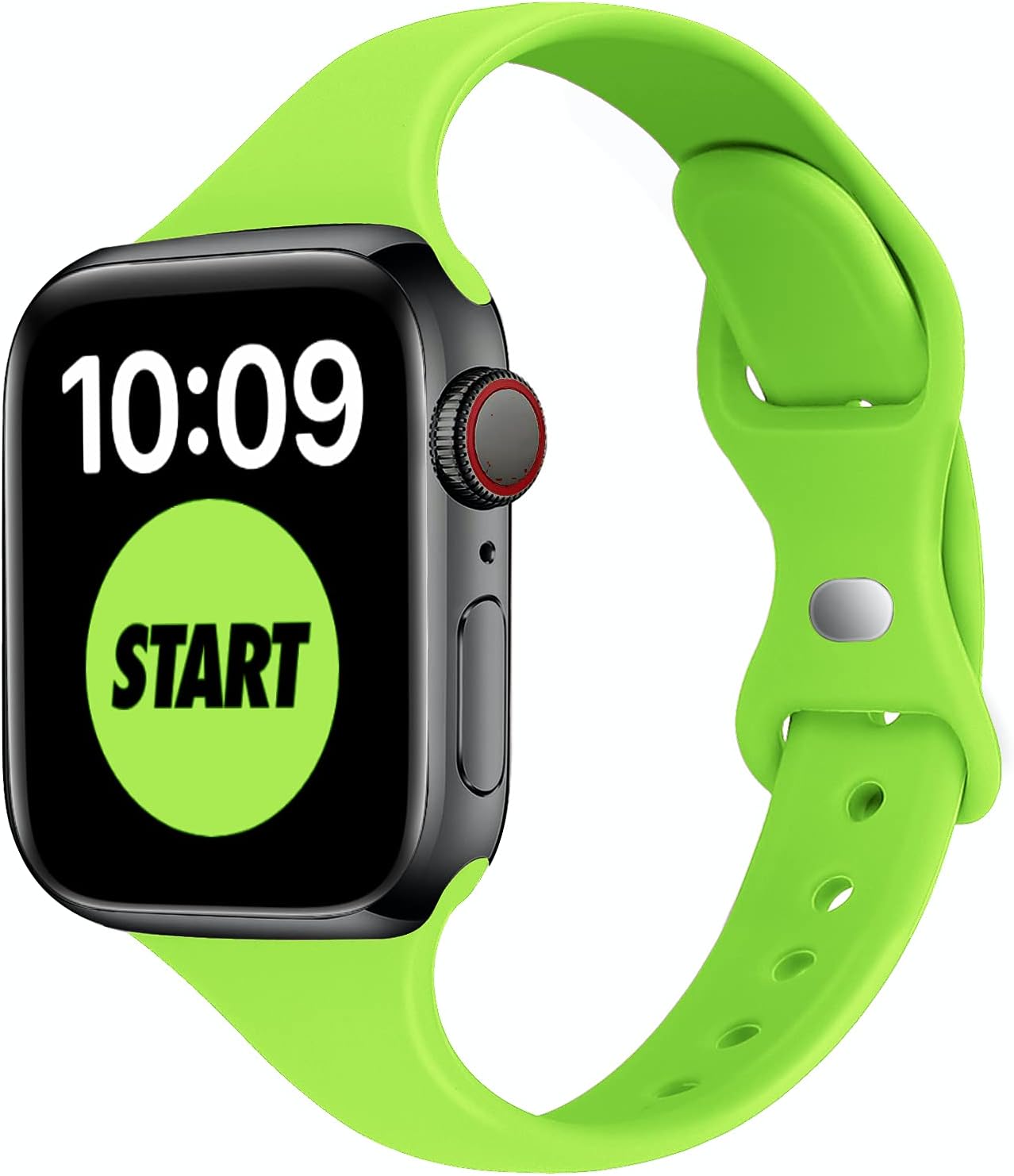 STG Sport Band Compatible with Apple Watch 38mm 40mm 42mm 44mm, Soft Silicone Slim Thin Narrow Replacement Strap Compatible for iWatch SE Series 6/5/4/3/2/1 (Apple Green, 38/40mm)