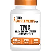 BulkSupplements.com TMG Capsules - Trimethylglycine as Betaine Anhydrous, TMG Supplement - Gluten Free, 2 Capsules per Serving (1500mg), 240 Count (Pack of 1)