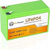 BtrPower 12V 10Ah LiFePO4 Battery,3000+ Deep Cycles Lithium Batteries,Built-in 10A BMS,Perfect for Cyberpower UPS,Fishfinder,Lighting,Power Wheels,Lighting,Lawn Mower