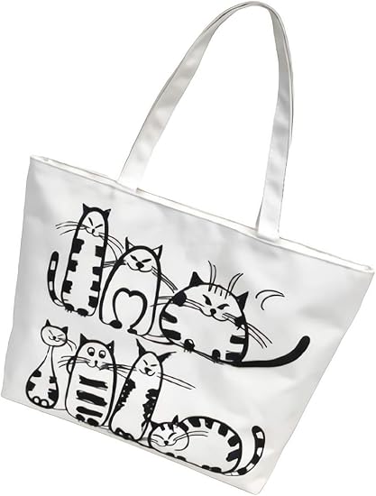 Amazon ねこタウン 猫ちゃん トートバッグ キャンバスバッグ かわいい ネコ グッズ エコバッグ 42cm 30cm タイプa ねこタウン トートバッグ