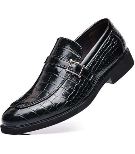 Amazon.com | Men's Vintage Crocodile Print Strap Slip On Dress