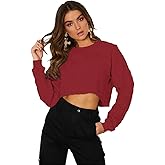 Kyerivs Casual Crop Sweatshirt for Women Crewneck Cropped Shirts Workout Long Sleeve Crop Tops