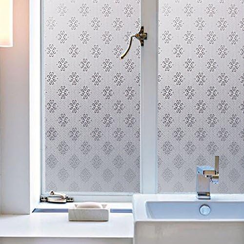 LikeSnow 3D No-glue Privacy Flower Window Film Glass Cling Heat Control Anti UV Decorative Film Window Decor Glass Door Films 35.4"by78.7"(Flower)