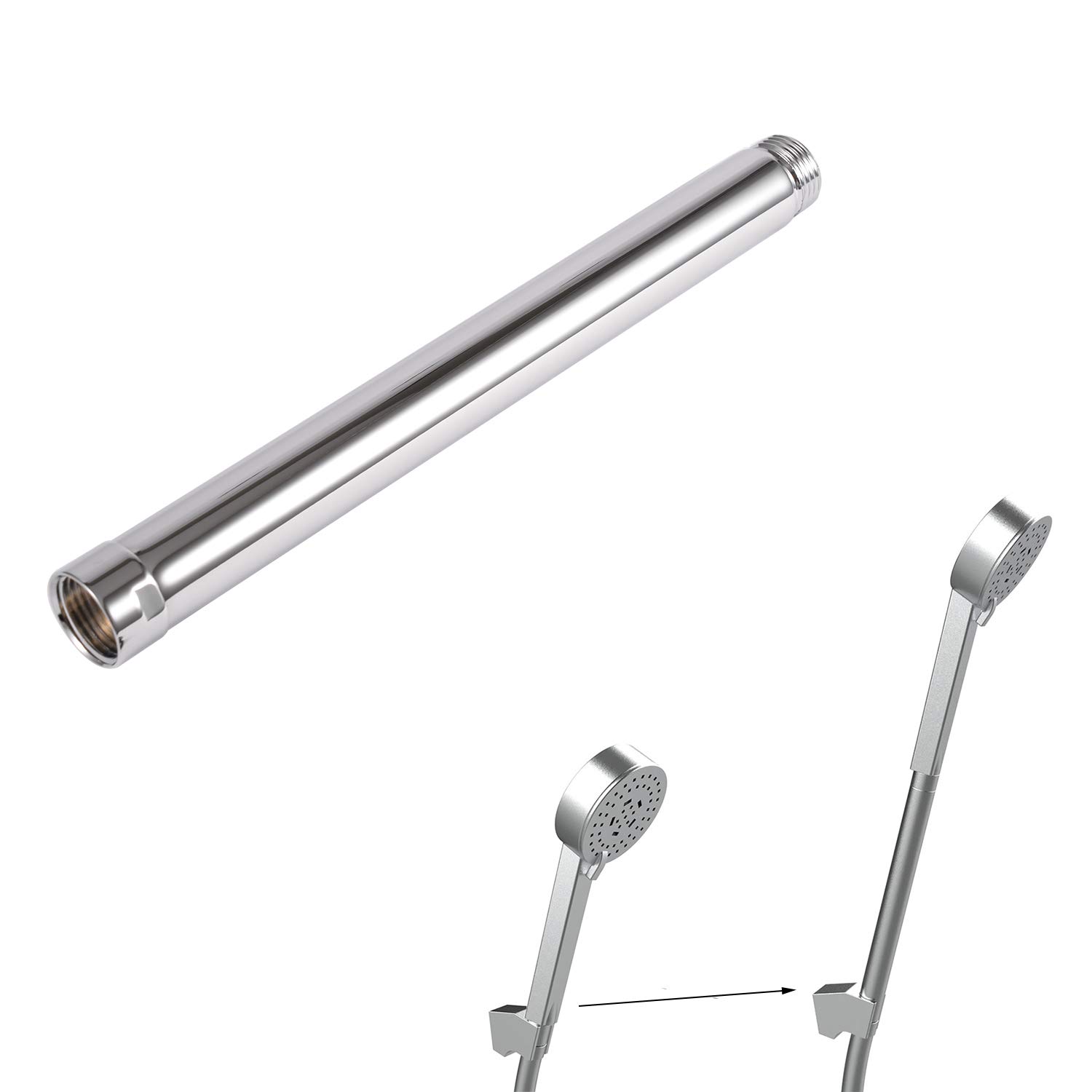 Maxforyou Straight 20cm Universal G1/2" Handheld Shower Extra Hose Pipe for Shower Head and Hose Extension Arm