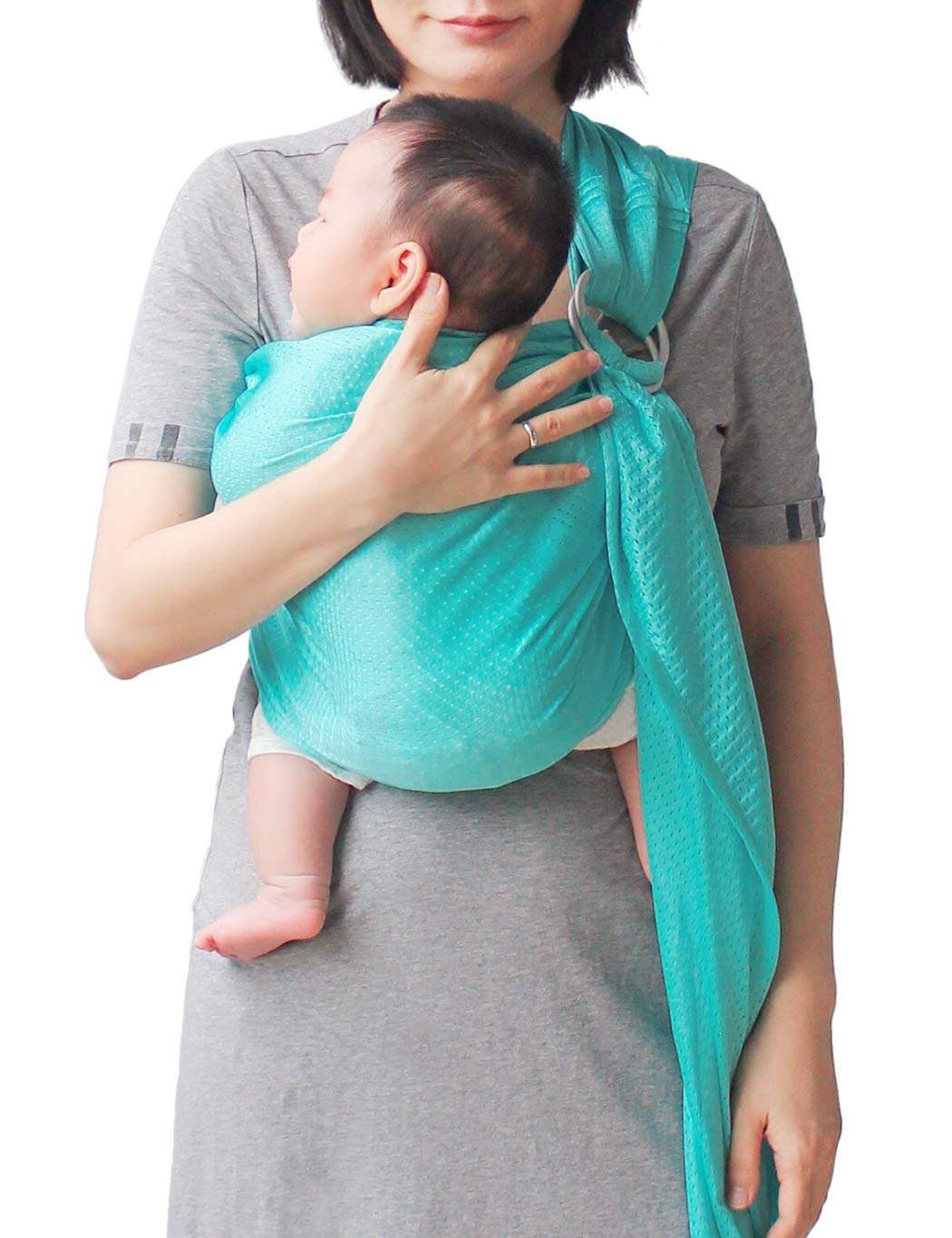 Photo 1 of Vlokup Baby Water Ring Sling Carrier | Mesh Baby Wrap for Newborn Girl, Boy, Infant, Toddlers and Kid | Lightweight Breathable, Perfect for Summer, Swimming, Pool, Beach | Great for Dad, Bluish-Green