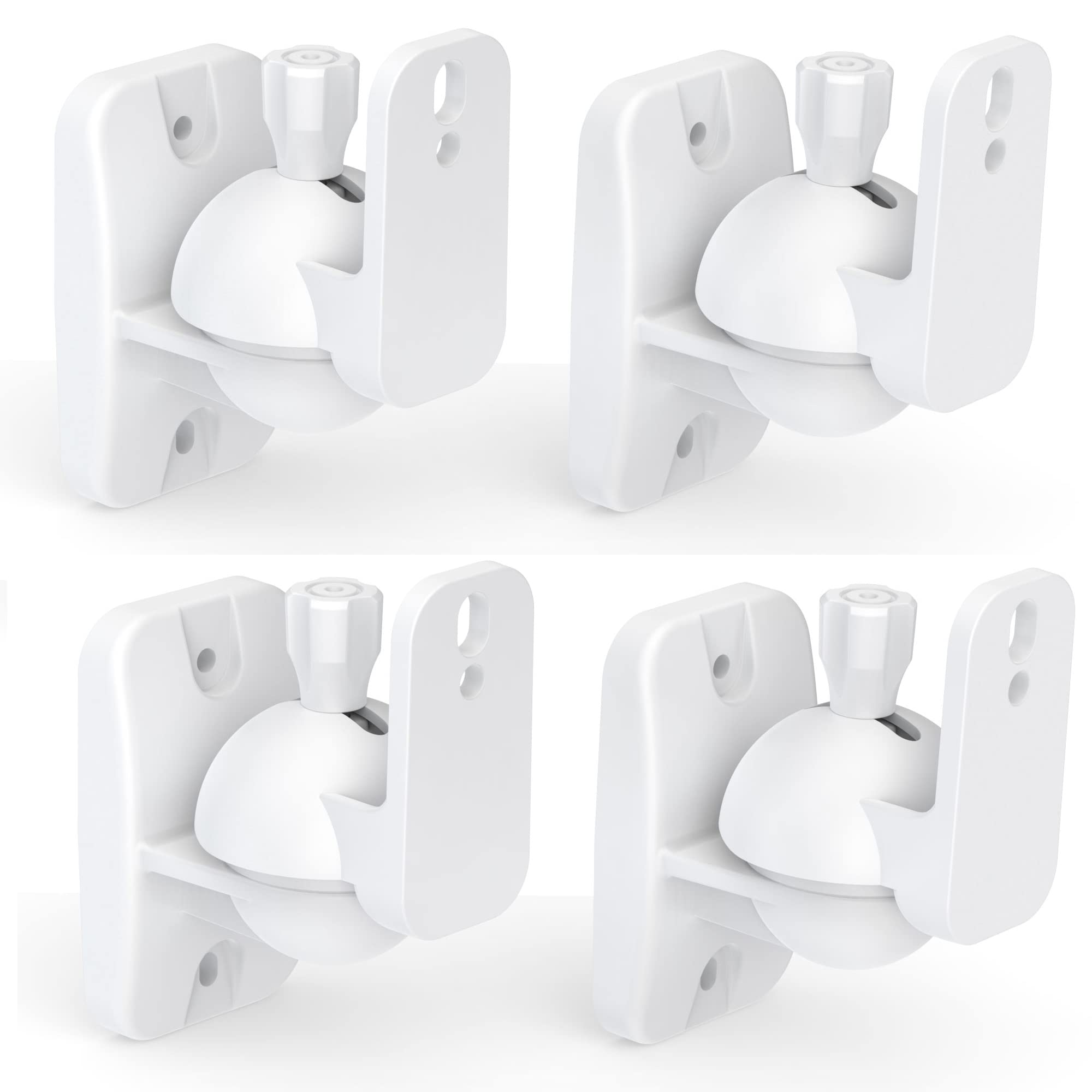 HomeMount Wall Mount Brackets - Universal Speaker Mounts, Bookshelf Speaker Kit, Supports Up to 8 lbs, 4 Pack, White
