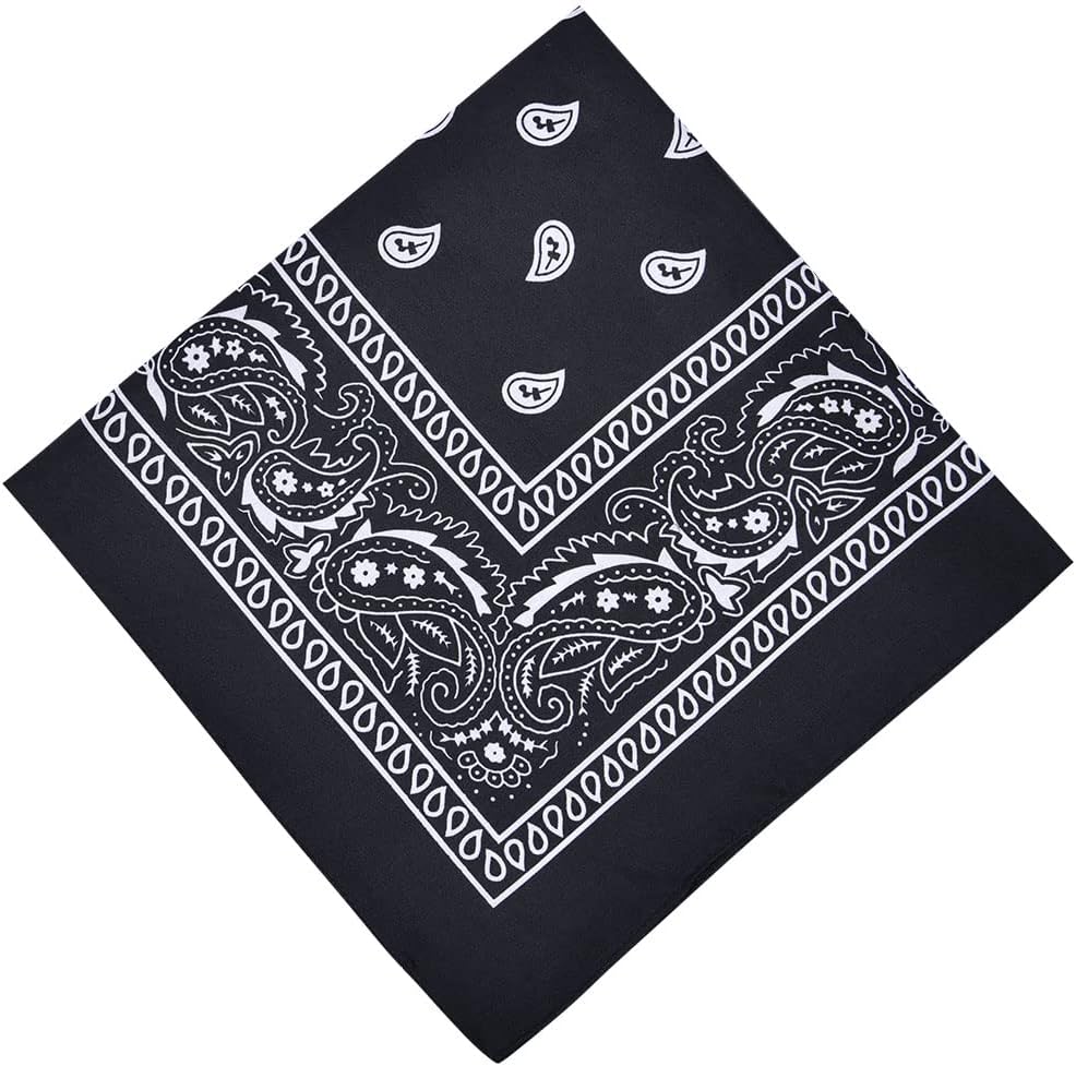 Aomig Bandana Head Scarf Men Women Cowboy Paisley Print Multi Purpose 73x36cm