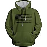H HYFOL Graphic Hoodies for Men USA Flag American Patriotic Long Sleeve Pocket Pullover Sweatshirts
