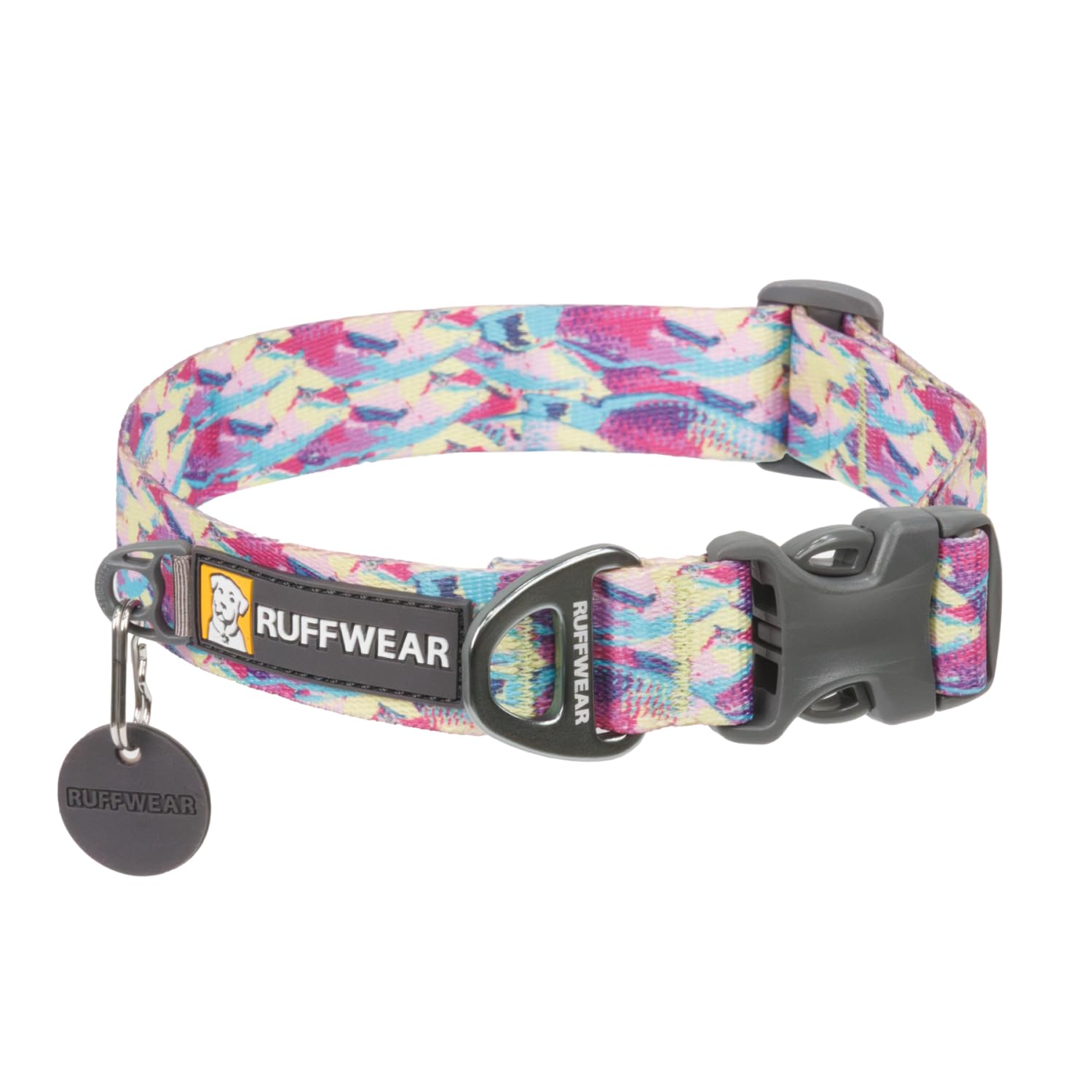 Ruffwear Front Range Medium Dog Collar, Pet Dog Collar with Aluminum V-ring Dog Lead Attachment, Comfortable & Strong with Side Buckle & Webbing for Dog Walking, Size M (36-51cm), Reef Fish
