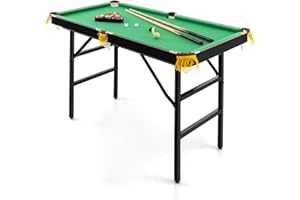 Goplus 48" Pool Table, Foldable Billiards Table with 2 Cue Sticks, 16 Balls, Triangle, 2 Chalks, Brush, Portable Compact Fold
