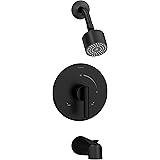 Symmons3502-CYL-B-MB-1.5-TRM Dia Single Handle 1-Spray Tub and Shower Faucet Trim with Brass Escutcheon in Matte Black - 1.5 GPM (Valve Not Included)