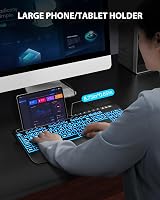 SABLUTE Wired Large Print Keyboard with Backlight, Wrist Rest, Phone Holder view 5